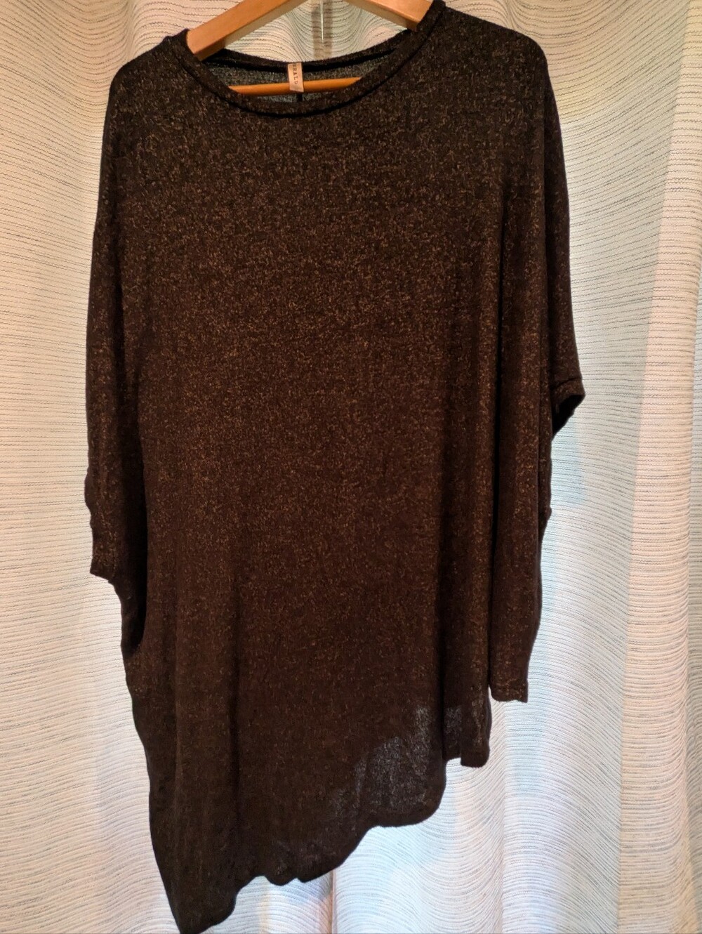 Heathered Black Asymmetrical Crewneck Sweater Tunic - 2X